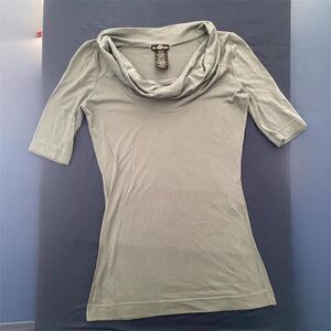 It’s Our Time Women's Sage Green Slimming Cowl Neck Blouse